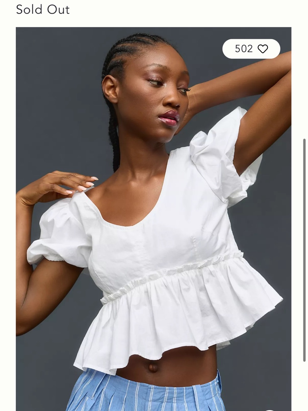 Anthropologie Maeve crop puff sleeve babydoll top NWOT